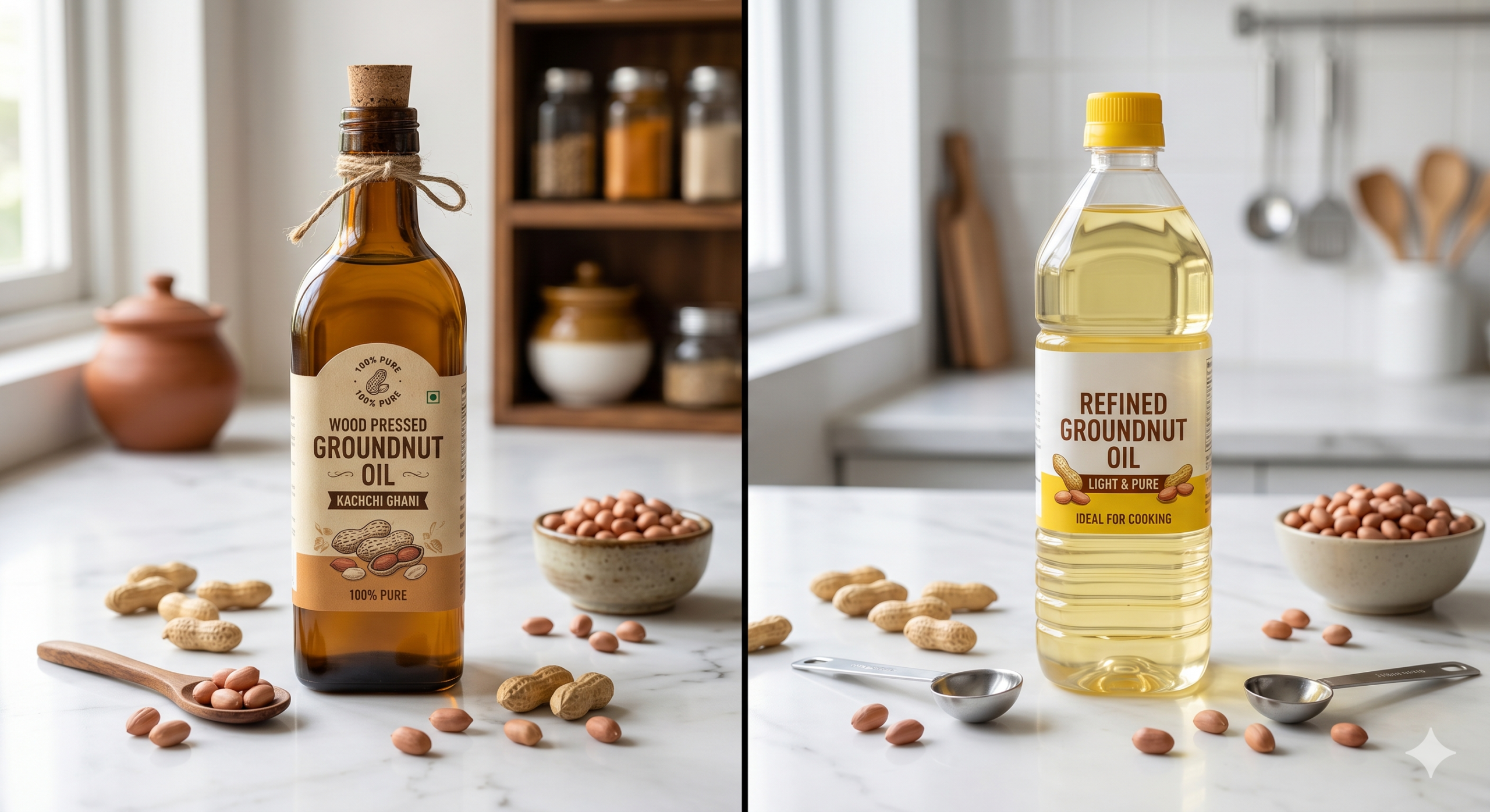 wood pressed groundnut oil vs refined oil comparison