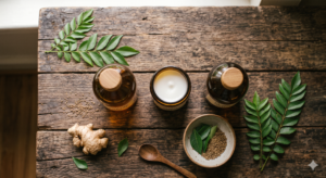 Wood pressed sesame coconut and flax seed oil for stomach health