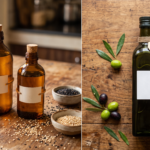 Cold pressed oil vs olive oil comparison for Indian cooking — groundnut sesame and olive oil bottles