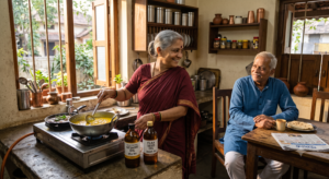 Cold pressed oil for elderly — flax seed sesame and castor oil for senior joint and heart health India